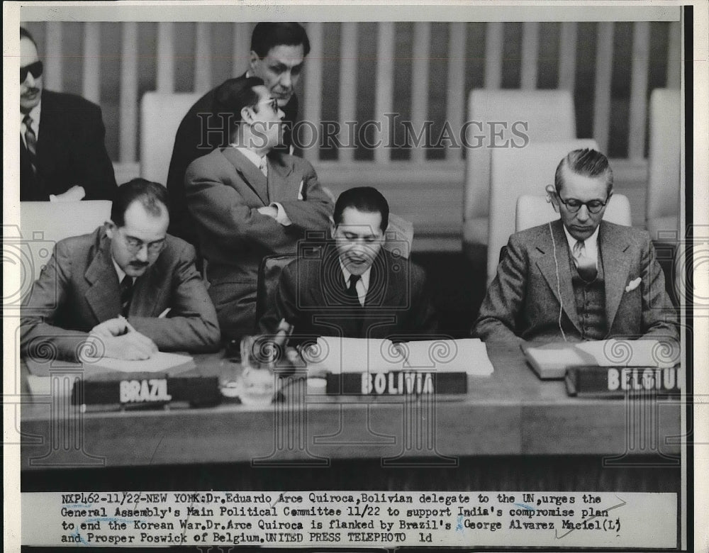 1952 Press Photo Eduardo Arce Quiroca Bolivia Delegate United Nations - Historic Images