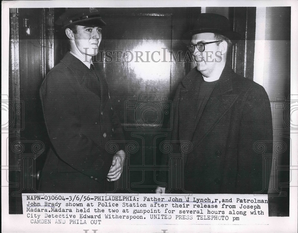 1956 Press Photo John Lynch Jr Patrolman John Brady Joseph Madara - nea76969 - Historic Images