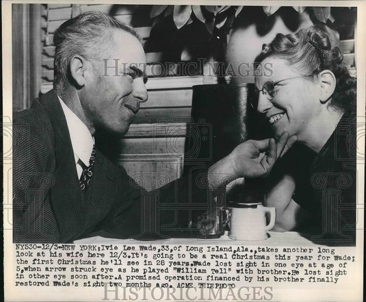 1948 Press Photo Ivie Lee Wade Long Island Alabama Blind Man William Tell - Historic Images