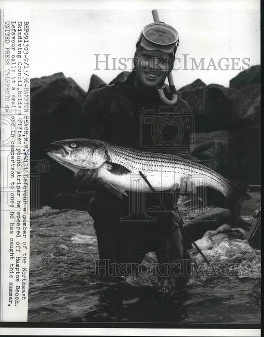 1956 N.H. Will Striper Hampton Beach Fishing  - Historic Images