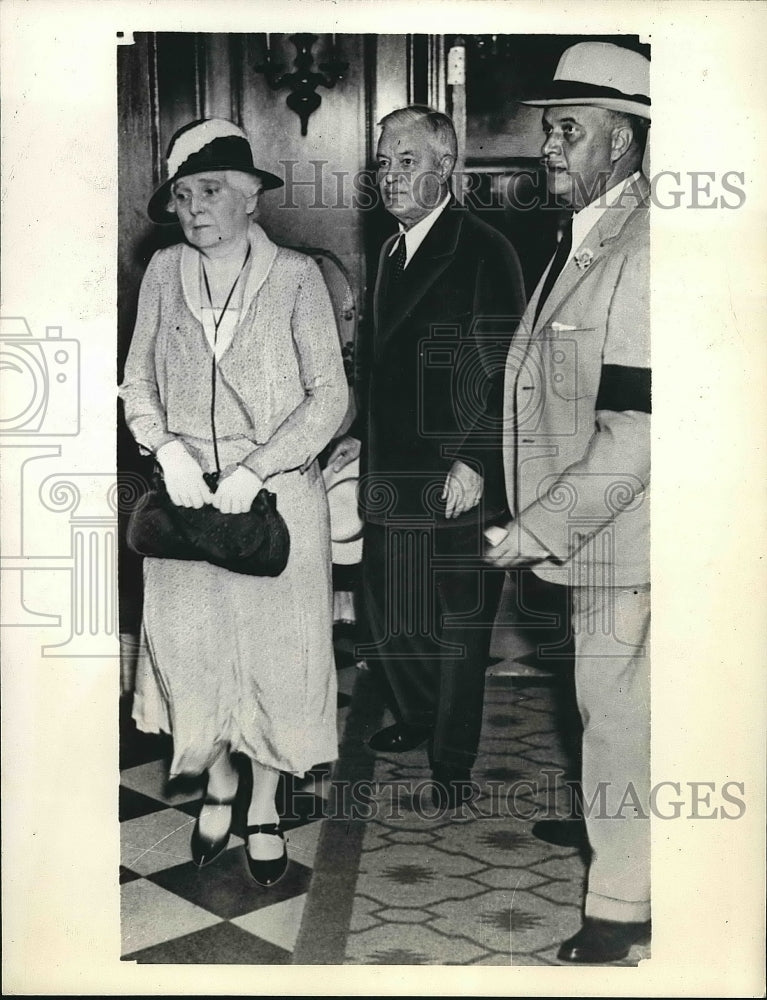 1933 Press Photo Mr &amp; Mrs Joseph Harriman &amp; son in law for mental test for trial-Historic Images