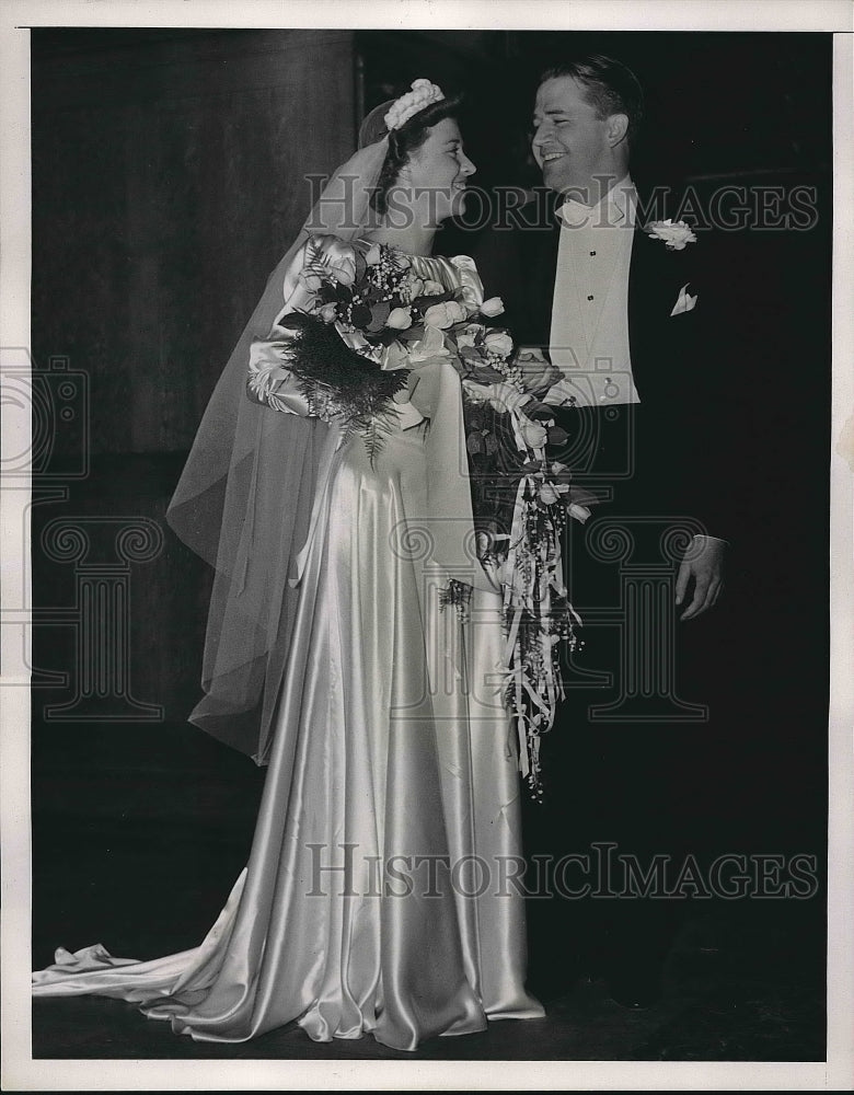 1938 A bride &amp; groom after their wedding  - Historic Images