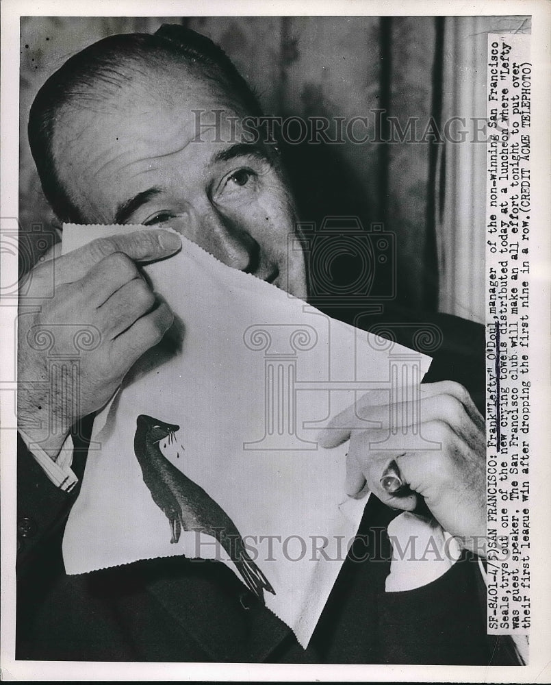 1951 Frank (Lefty) O'Doul mgr of San Francisco Seals  - Historic Images