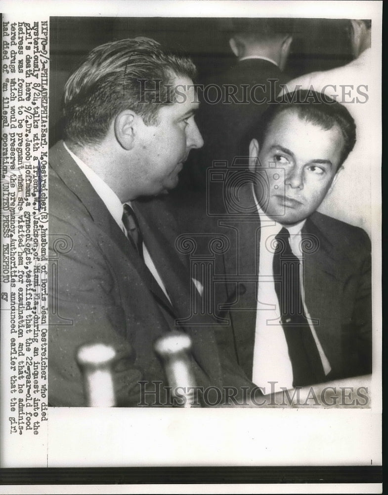 1955 Press Photo Philadelphia, Pa Earl Oestreicher & WJ Jackson at inquest - Historic Images