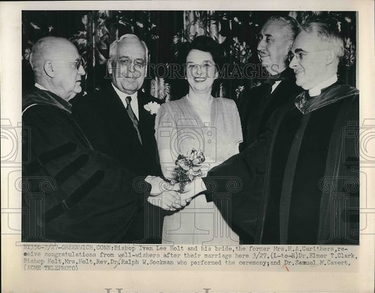 1950 Press Photo Bishop Ivan Lee Holt Marries Mrs HA Carithers - nea77368 - Historic Images