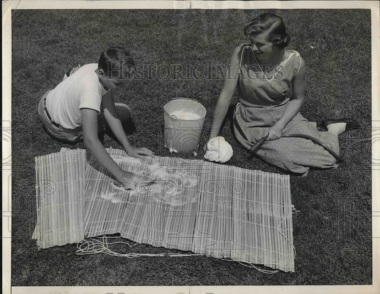 1955 Bamboo blinds from porch and lightweight furniture  - Historic Images