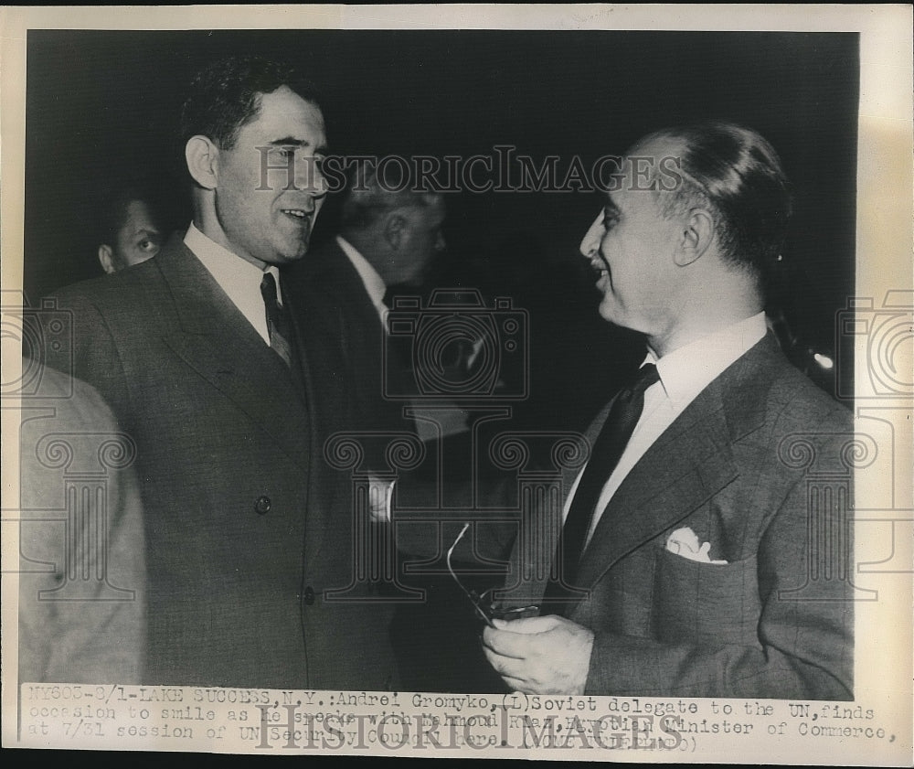 1947 Press Photo Soviet Andrei Gromyko 7 Egyptian Minister at the UN - nea77440 - Historic Images