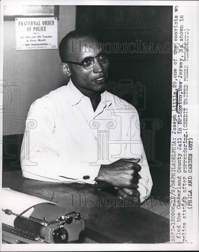 1956 Press Photo Joseph Little in Cumberland County Jail in New Jersey - Historic Images
