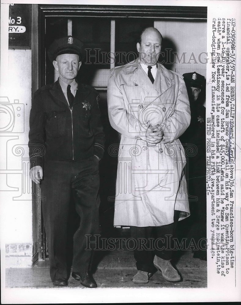 1957 Press Photo Edward J Levin Financial Operator in Jail - nea77515 - Historic Images
