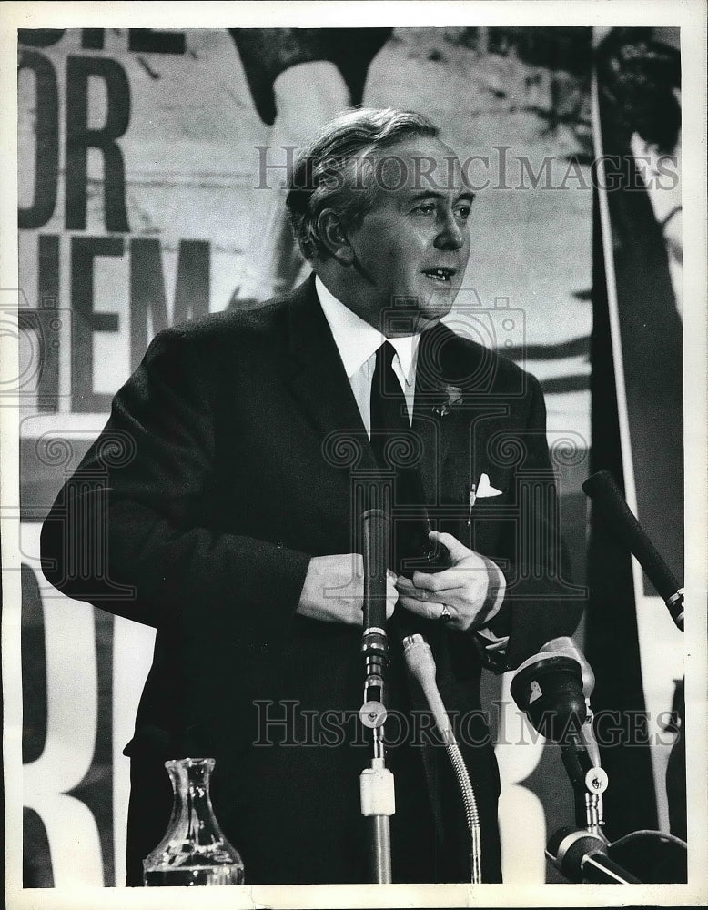 1964 Harold Wilson, British Labor Leader during a Press Conference. - Historic Images