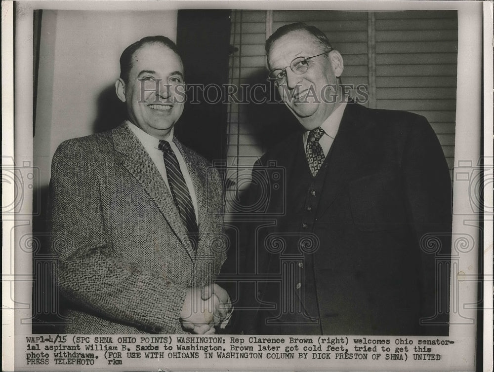 1954 Press Photo Representative Clarence Brown, William B. Saxbe from Ohio-Historic Images