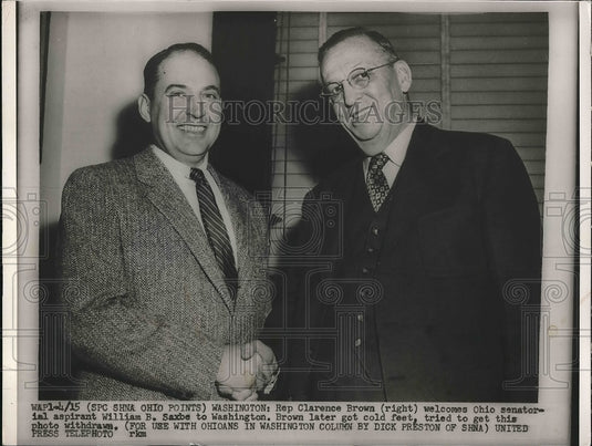 1954 Press Photo Representative Clarence Brown, William B. Saxbe from Ohio-Historic Images