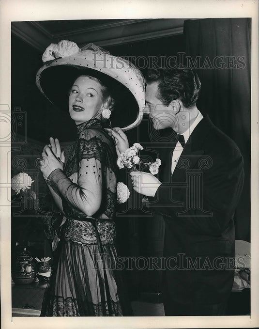 1948 Woman Modeling a Log Hat  - Historic Images