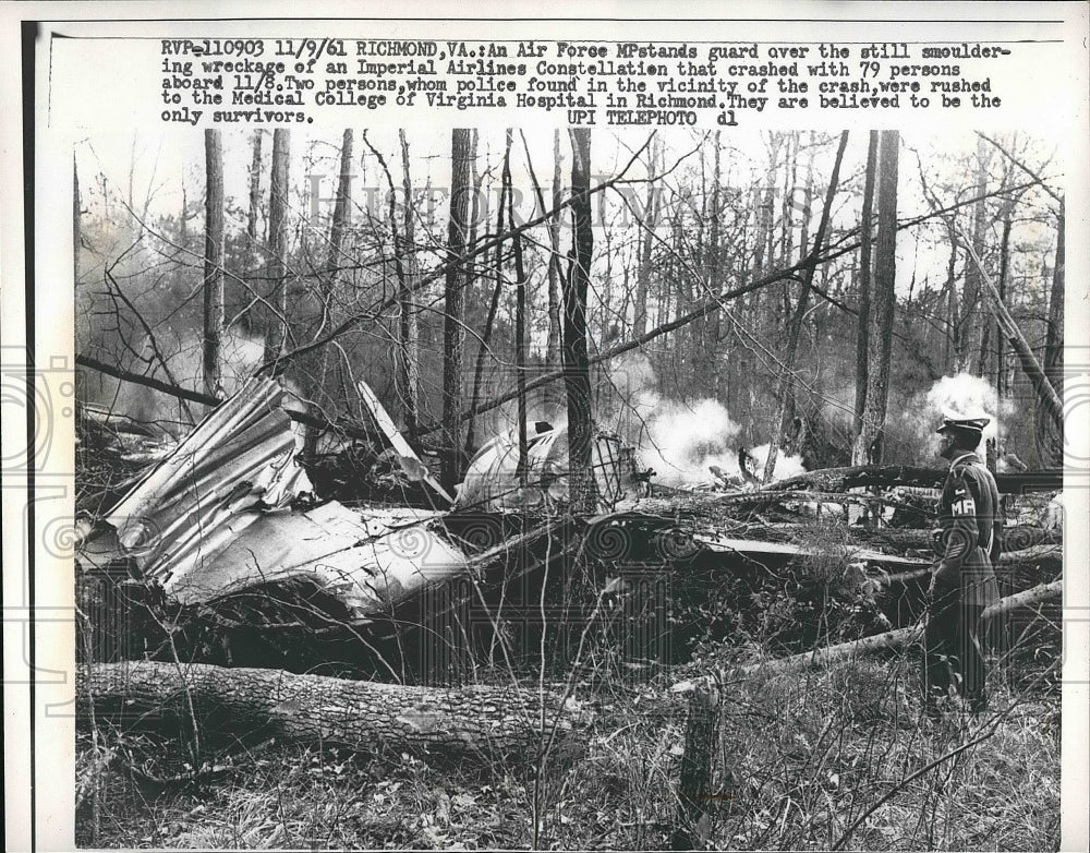 1961 Press Photo Wreckage U.S. Army Air Force Transport crashed in Virginia. - Historic Images