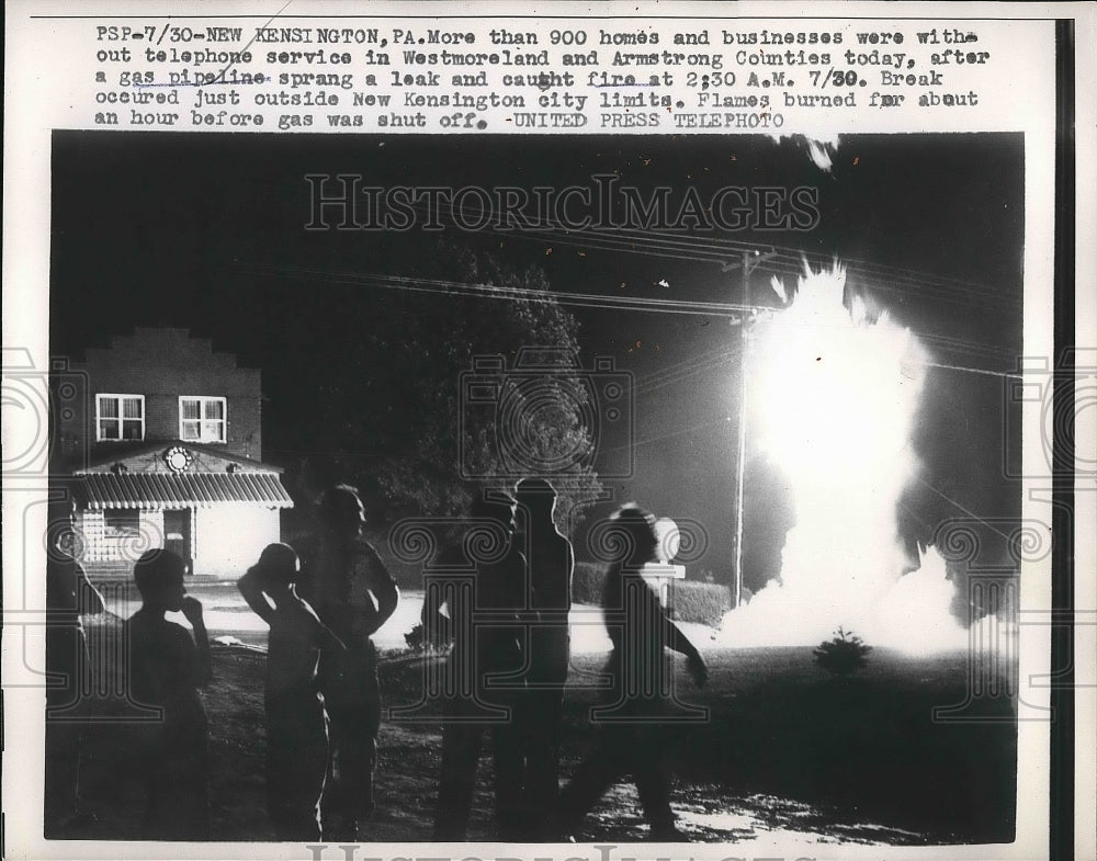 1957 New Kensington, Pa fire from a gas pipeline leak  - Historic Images
