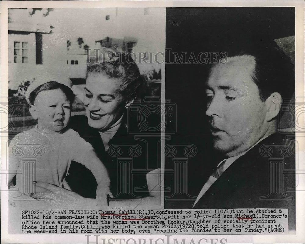 1951 San Francisco, Rhomas Cahill & wife & son he murdered - Historic Images
