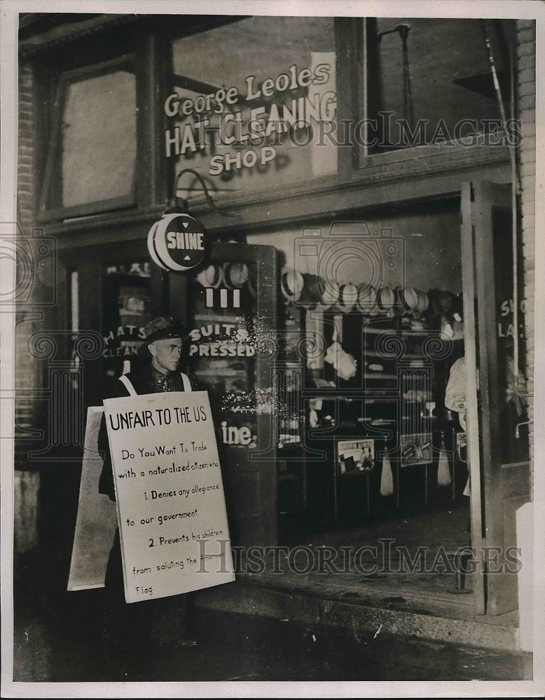 1936 Atlanta, Ga protestor at his business in town  - Historic Images