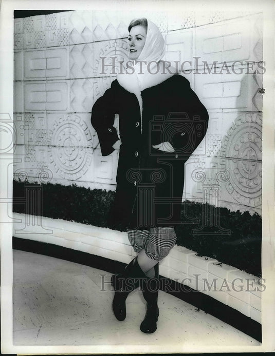 1962 Press Photo Wool Melton Jacket, Sherpa Shawl Collar from March and Mendl - Historic Images