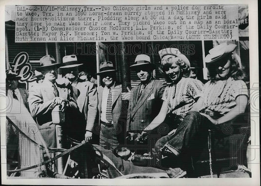 1949 Chicago Girls with Police Dog in Horse Drawn Surrey  - Historic Images