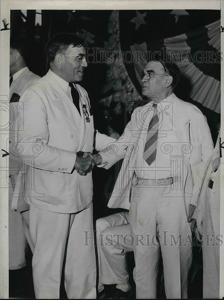 1933 Mayor Townsend and Sen. Van Nuys at meeting  - Historic Images