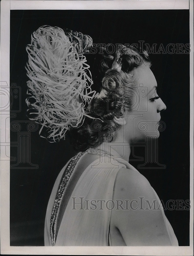 1936 Press Photo &quot;Parady Court Coiffure&quot;, Art Fad, Surrealism - nea79262-Historic Images