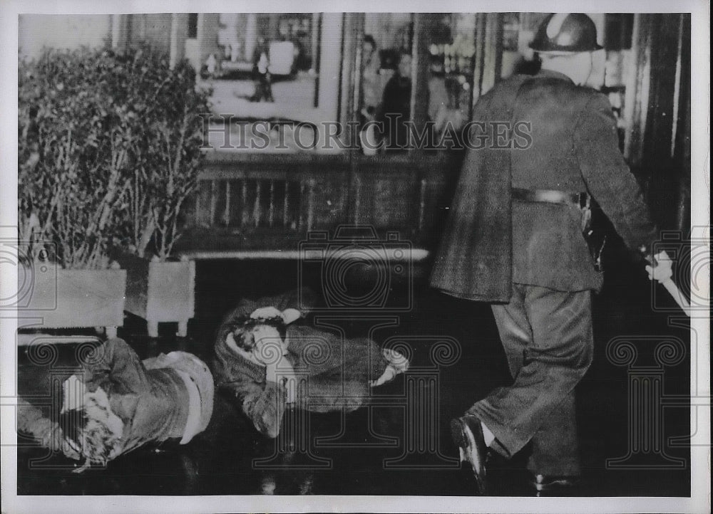 1952 Paris Policeman & 2 Communist Rioters  - Historic Images
