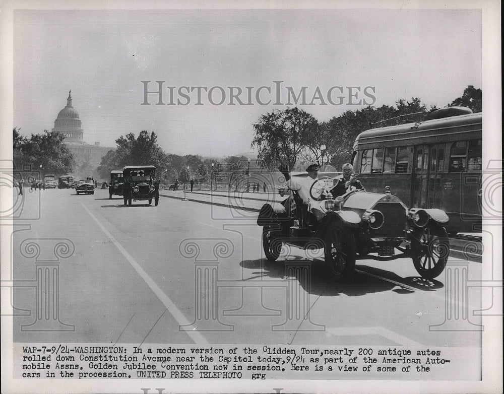 1952 Antique autos parade on Constitution Ave in D.C.  - Historic Images