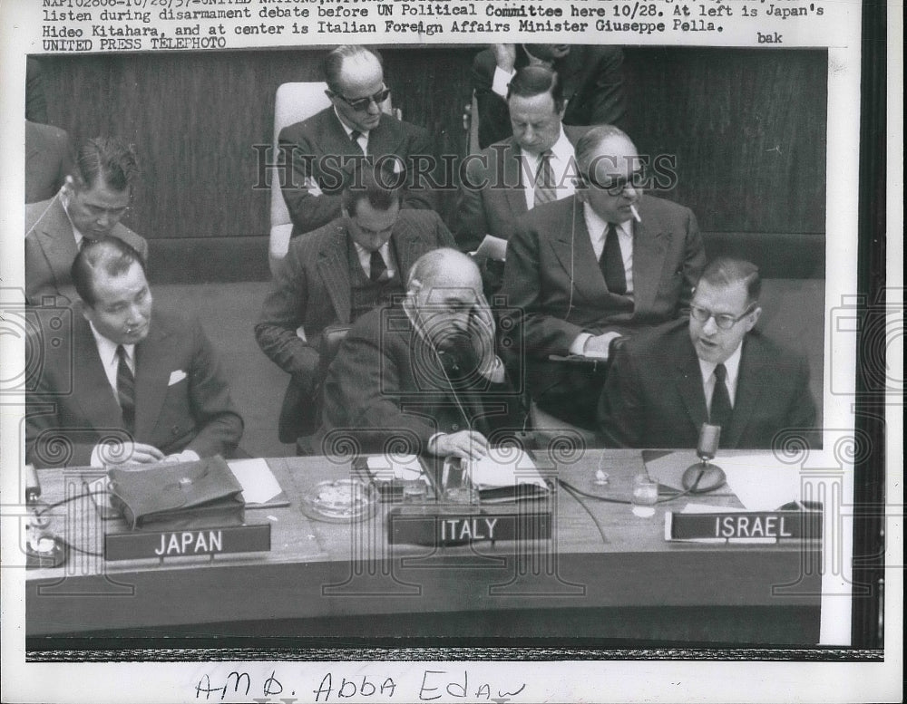 1957 United Nations Meeting Japan, Italy, Israel Ambassadors - Historic Images