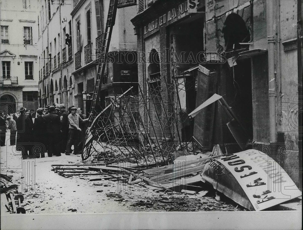 1938 Restaurant in Tangier, Algeria wrecked by explosion  - Historic Images