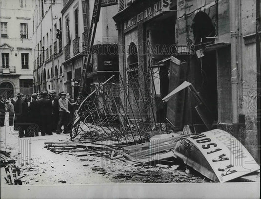 1938 Restaurant in Tangier, Algeria wrecked by explosion  - Historic Images