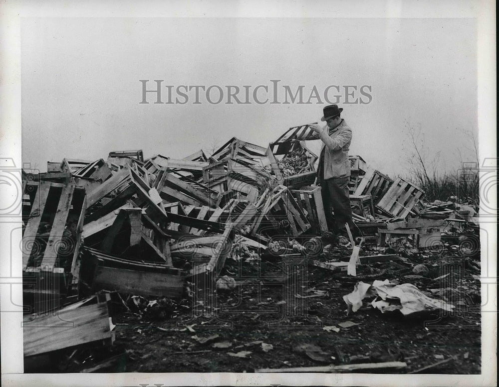1944 Crates Of Cauliflower Spilled After Train Crash Philadelphia - Historic Images