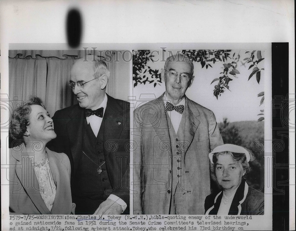 1953 Press Photo Charles Tobey Senator Crime Committee - nea79831 - Historic Images