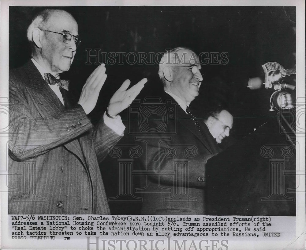 1952 Senator Charles Tobey President Harry Truman National Housing - Historic Images