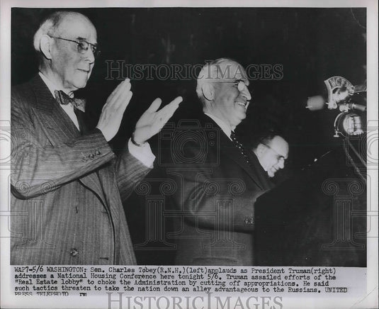 1952 Senator Charles Tobey President Harry Truman National Housing - Historic Images