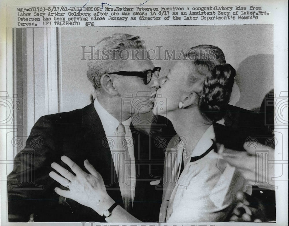 1961 Press Photo Mrs Esther Peterson Arthur Goldberg Labor Secretary - nea79834 - Historic Images