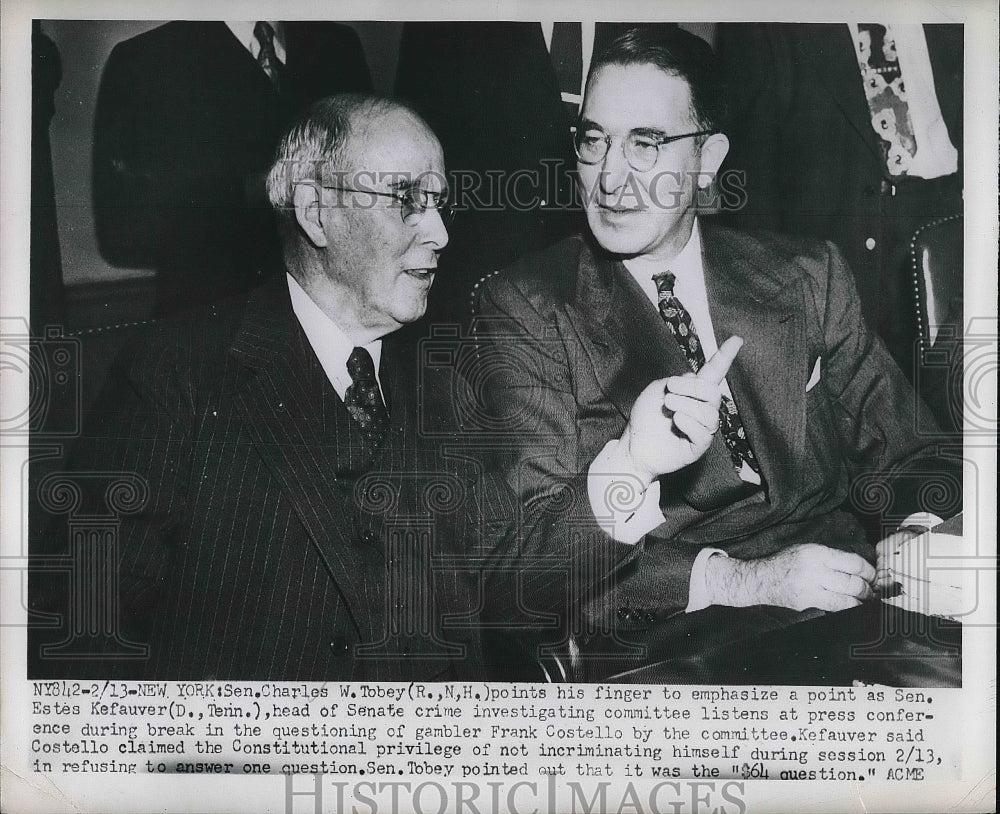 1913 Press Photo Charles W Tobey Estes Kefauver Senators Tennessee - nea79836 - Historic Images