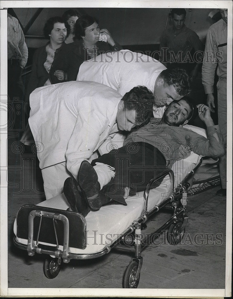 1940 Press Photo James Taranto, Blood Poisoning Victim Rescued by Coast Guard - Historic Images