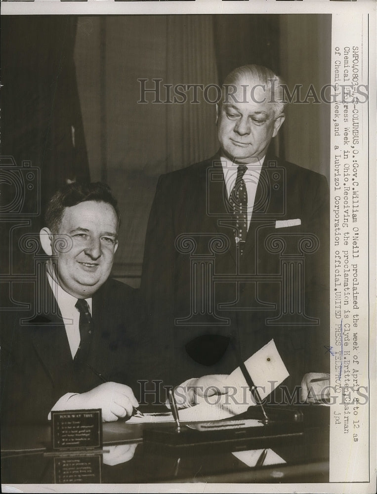 1957 Press Photo Governor William O&#39;Neill of Ohio - nea80079 - Historic Images