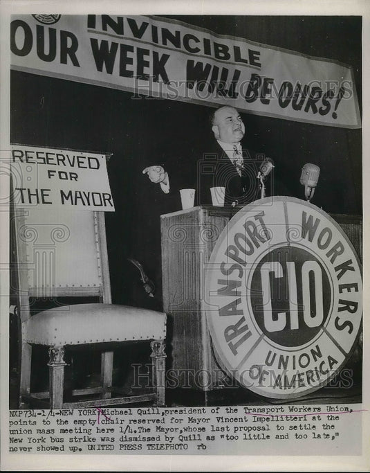 1953 Press Photo Michael quill, pres. of Transport Workers Union - nea80087 - Historic Images