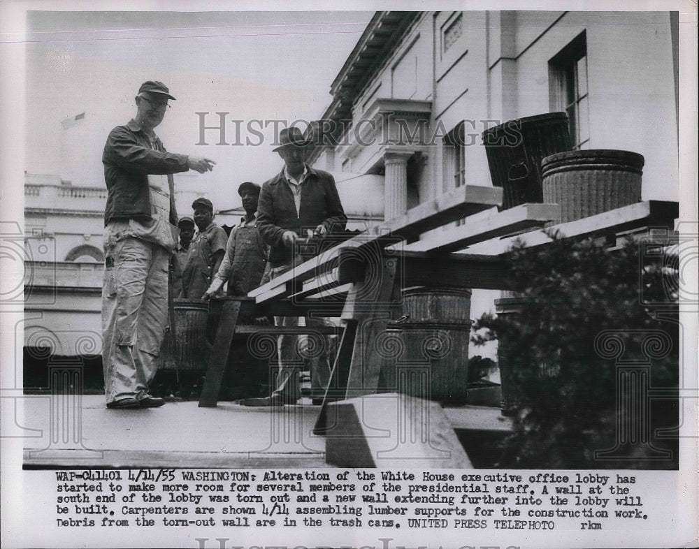 1938 Workers altering White house Executive office lobby  - Historic Images