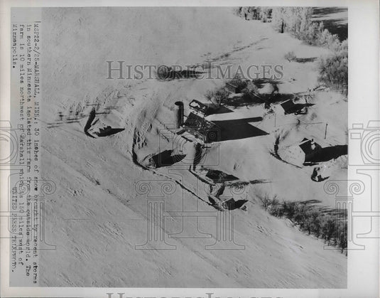 1952 Aerial view of the Minnesota snowstorm.  - Historic Images
