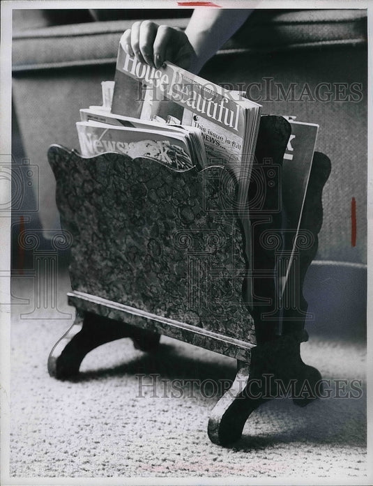 1964 Tortoise Pattern Magazine rack  - Historic Images