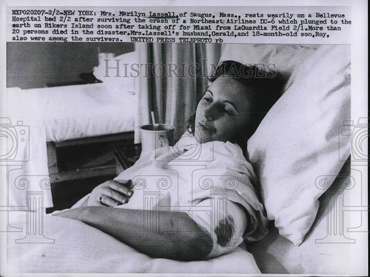 1957 Press Photo Mrs. Marilyn Lassell Survived Northeast Airlines Crash - Historic Images