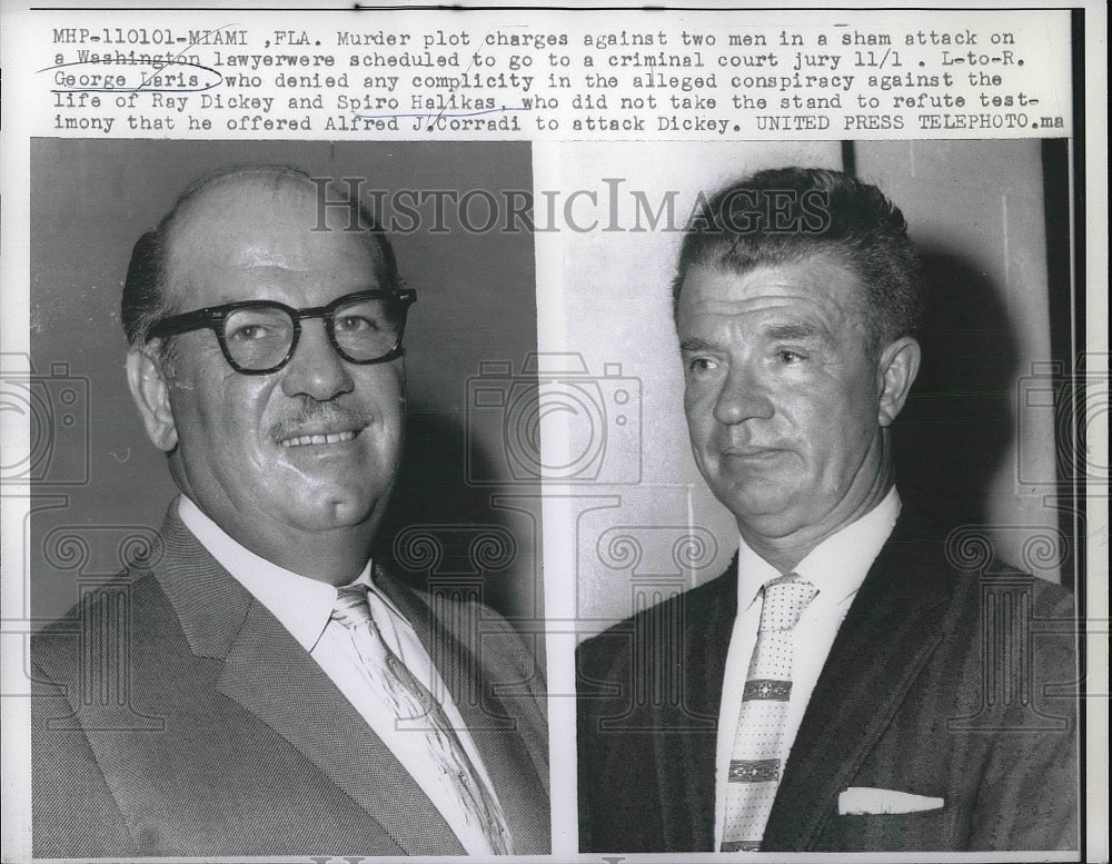 1957 George Laris, Spiro Halikas, Murder Plot Charges  - Historic Images