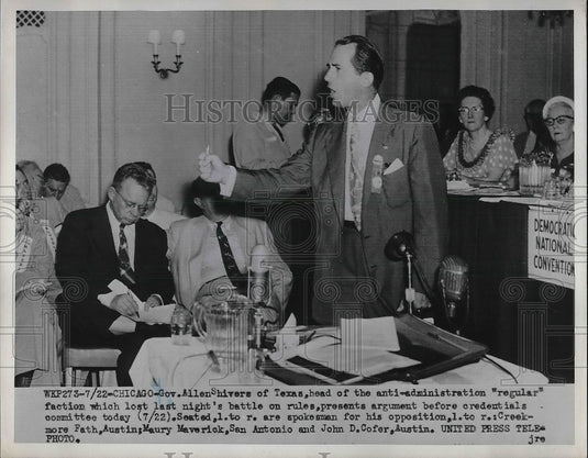 1952 Press Photo Governor Allen Shivers Texas Presidential Rally - Historic Images