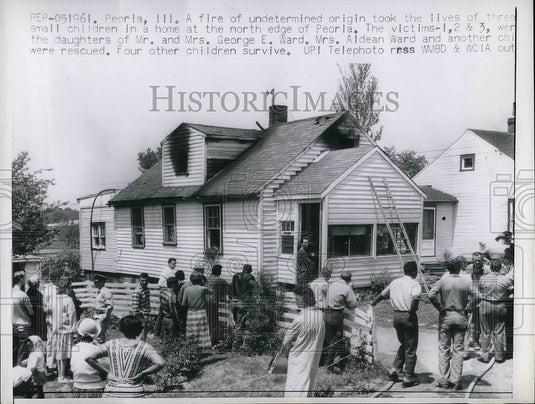 1961 Press Photo Fire Took Likes of Children in a home in Peoria, ILL - Historic Images