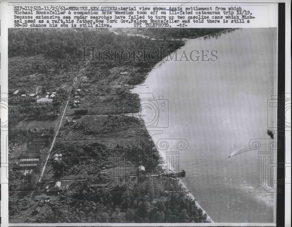 1961 Press Photo Merauke New Guine Aerial of Agats Settlement - nea80841 - Historic Images