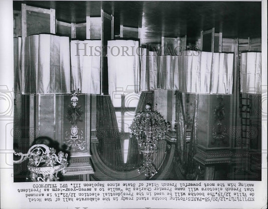 1958 Voting Booths Hotel de Ville Paris for Presidential Election - Historic Images