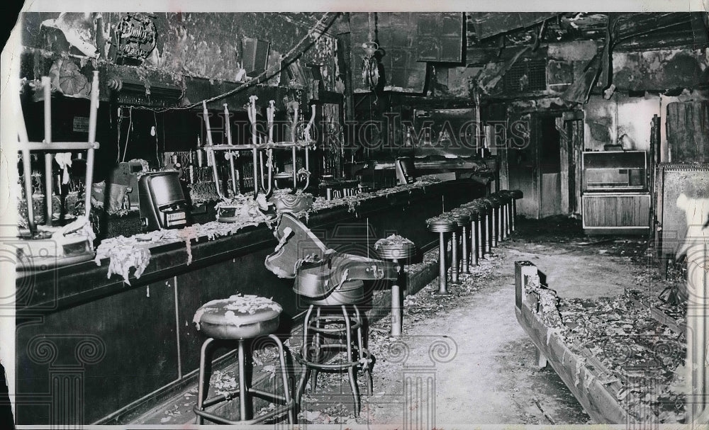 Charred Building from Fire at Tom&#39;s Bar  - Historic Images