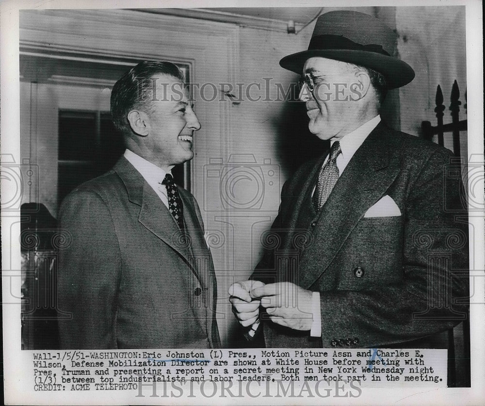 1951 Eric Johnston meeting with Charles Wilson  - Historic Images